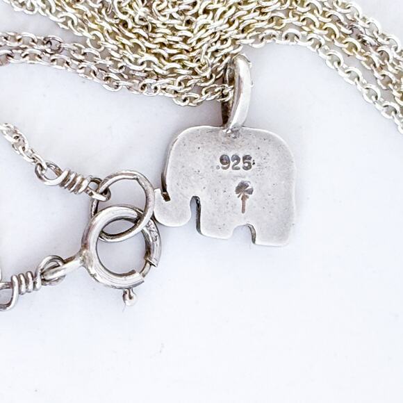 Vintage Sterling Silver 925 Elephant Charm Cable Chain Necklace 18" - Picture 4 of 5